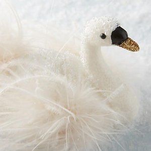 RARE Anthropologie Snowy Swan Ornament
